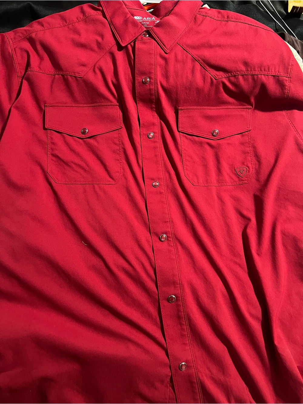 Ariat Men's Red Snap Button Western Shirt pearl its maroon short sleeve